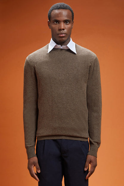Men's regular fit crew neck jumper in 100% cashmere