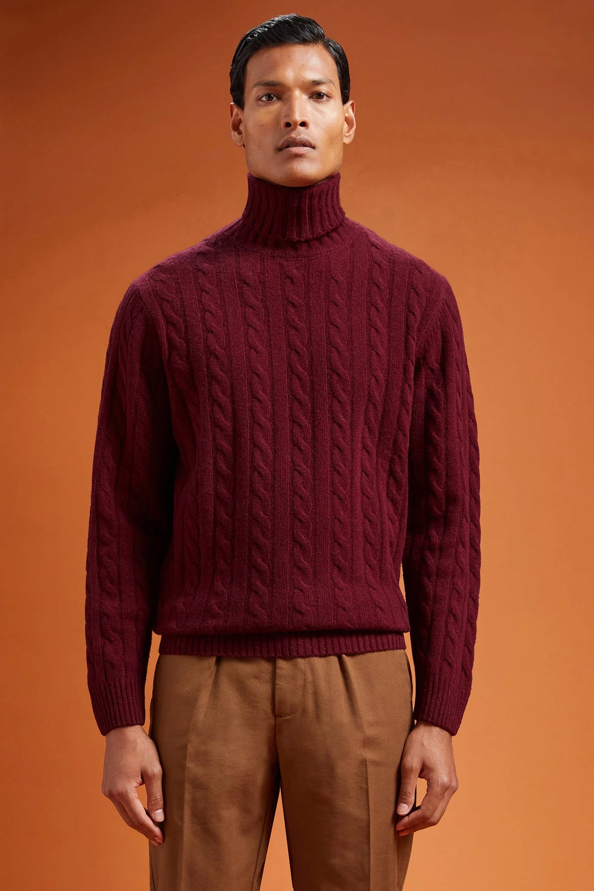 Men's lambswool high neck jumper in a regular fit