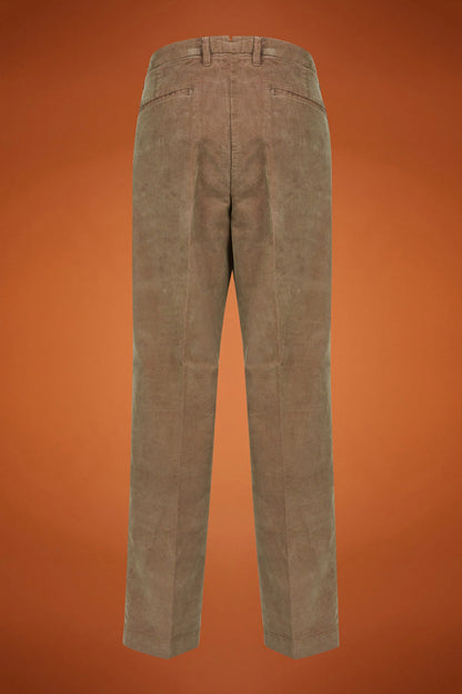 Men's regular fit classic pleated trousers in garment-dyed twotone 21-wale corduroy