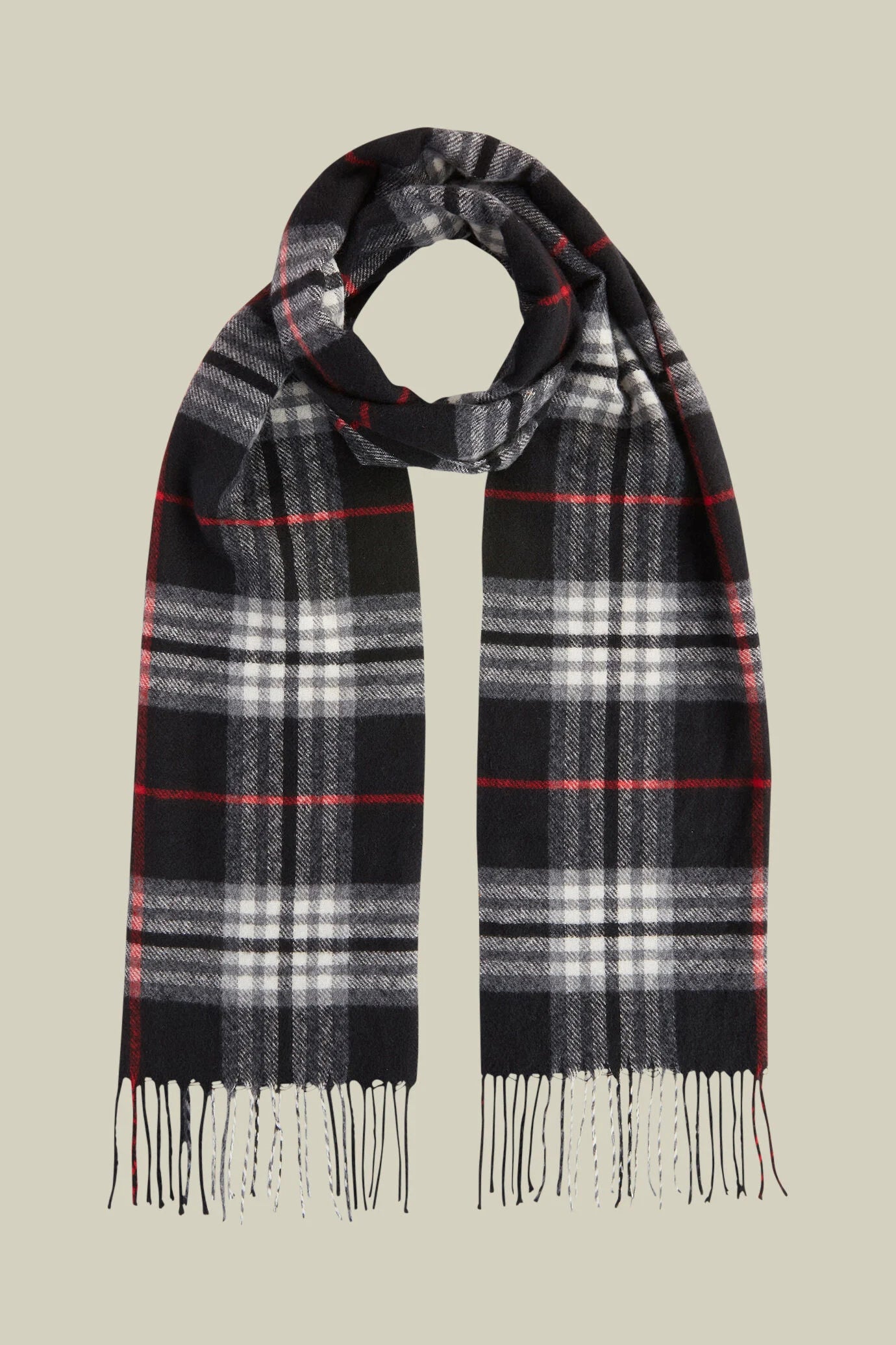 Men's checked scarf with fringes