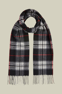 Men's checked scarf with fringes