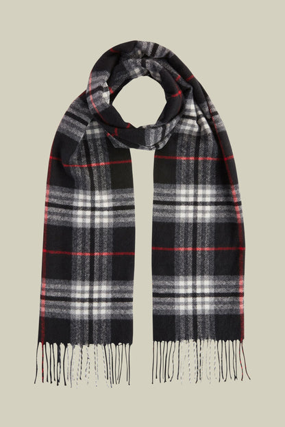 Men's checked scarf with fringes