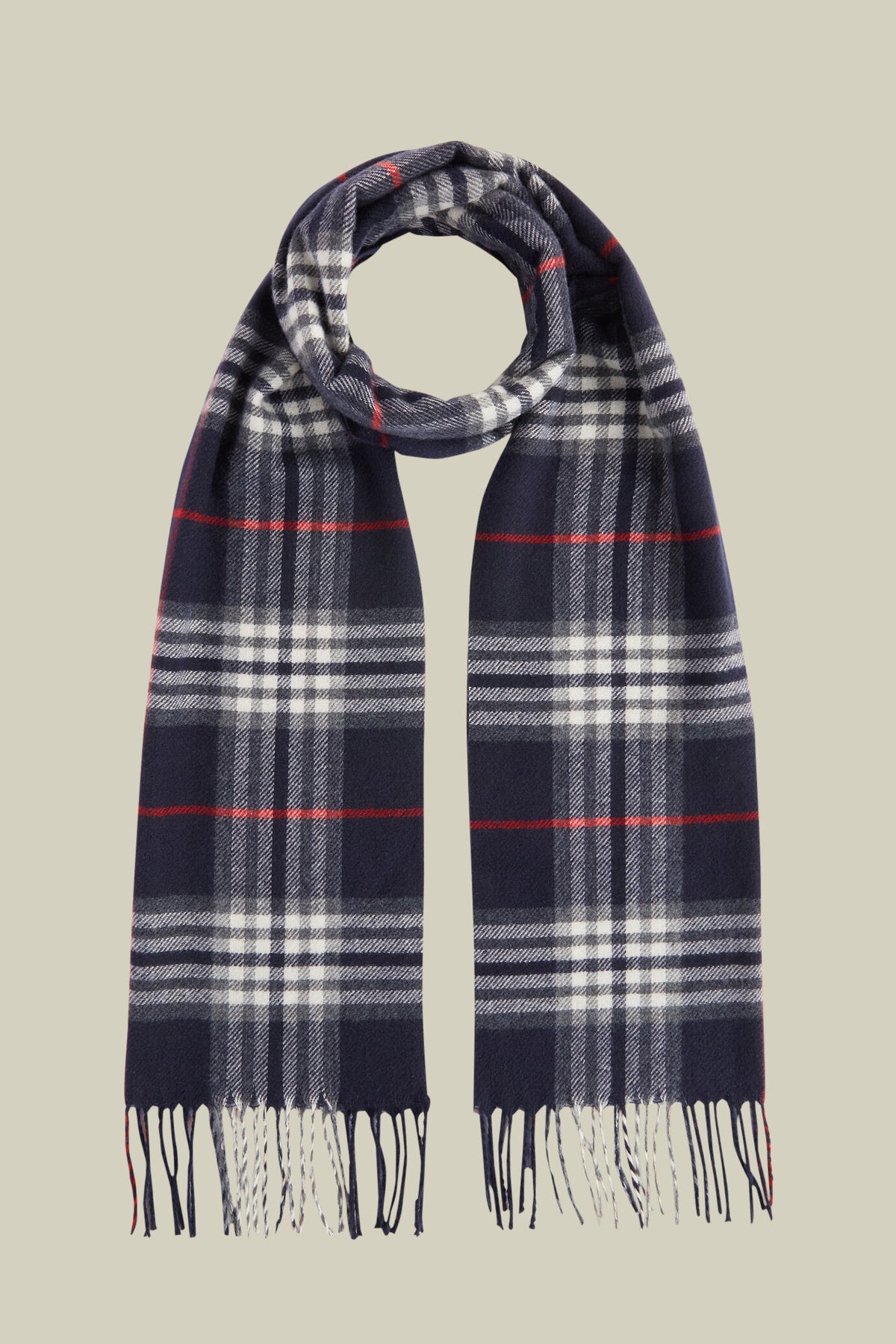 Men's checked scarf with fringes