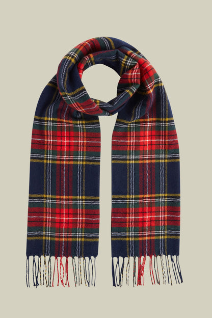 Men's tartan patterned scarf with fringes
