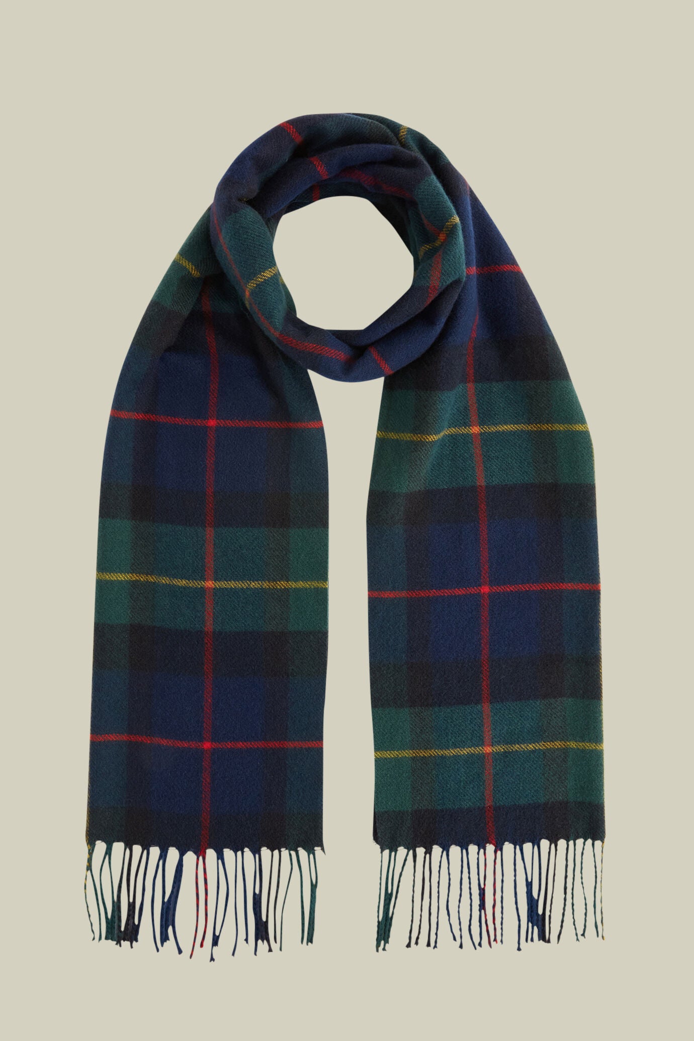Men's tartan patterned scarf with fringes