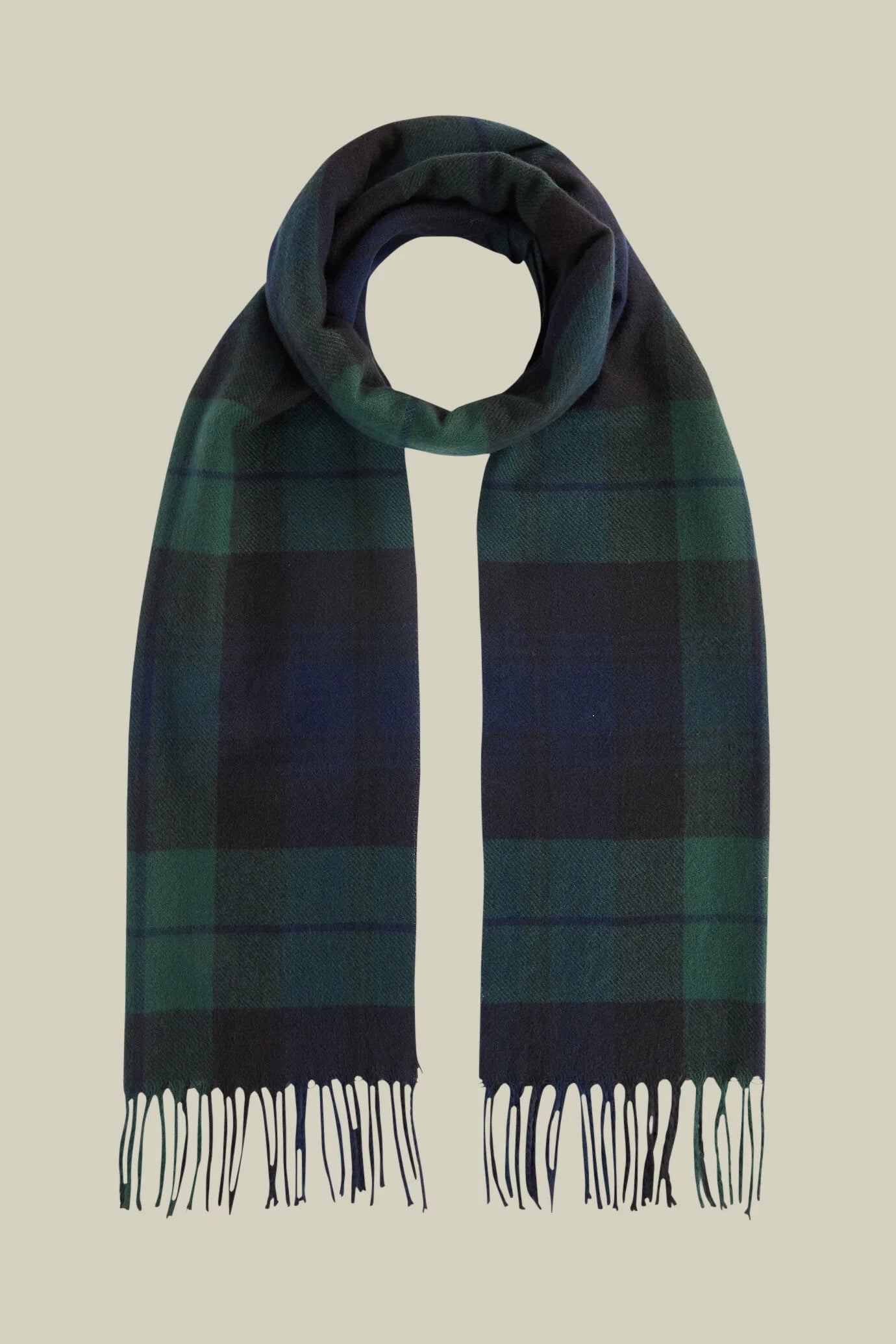 Men's tartan patterned scarf with fringes