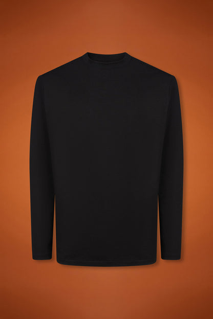 Men's regular fit long-sleeved crew neck T-shirt in 100% cotton