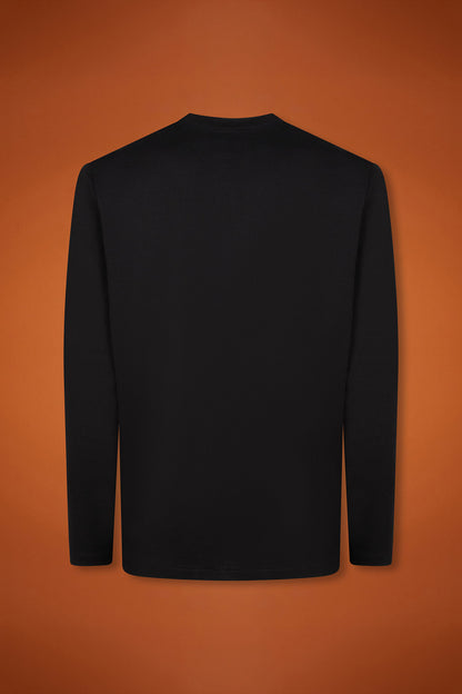 Men's regular fit long-sleeved crew neck T-shirt in 100% cotton