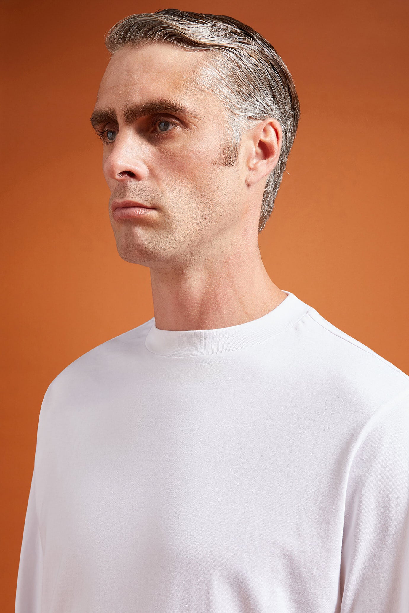Men's regular fit long-sleeved crew neck T-shirt in 100% cotton