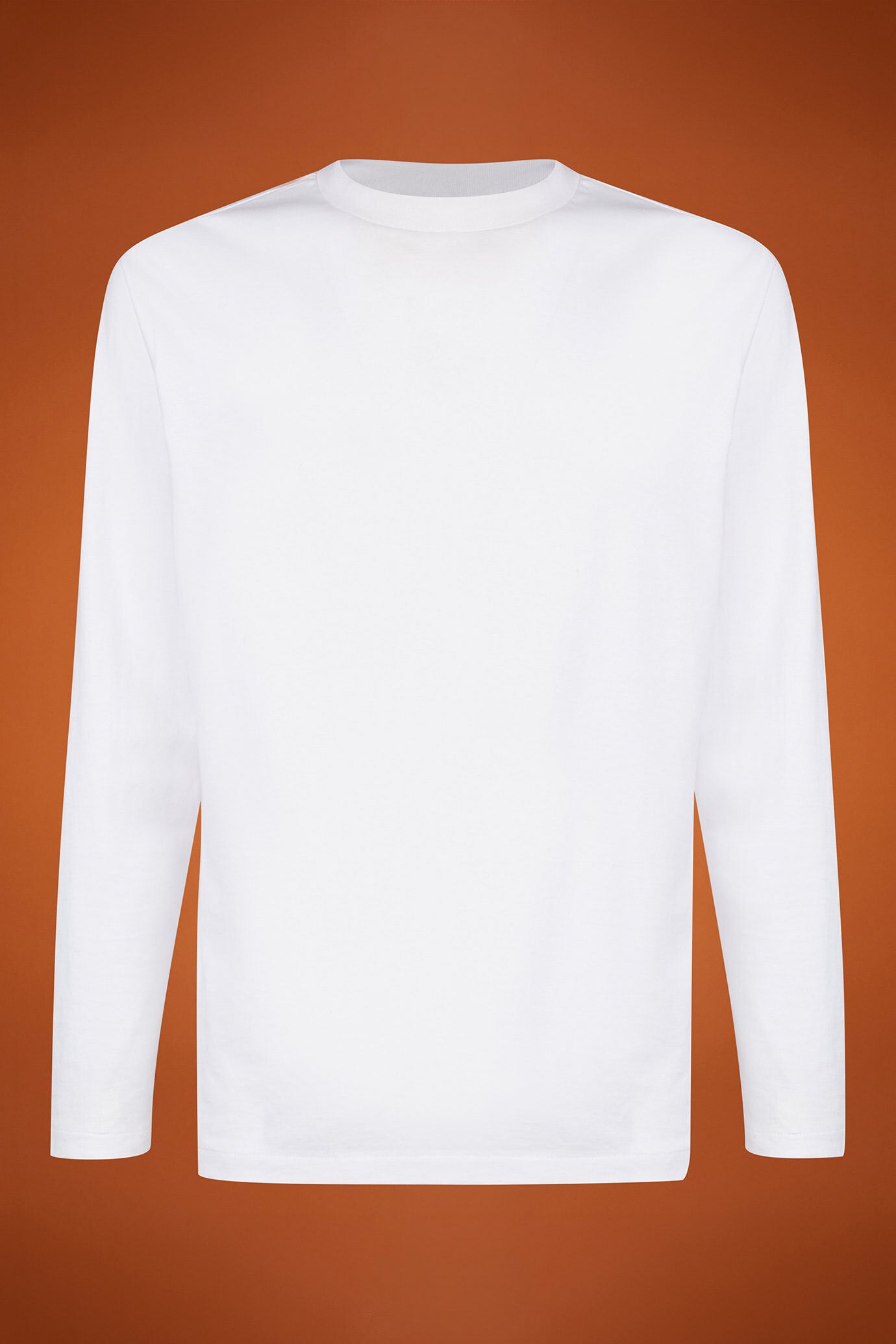 Men's regular fit long-sleeved crew neck T-shirt in 100% cotton