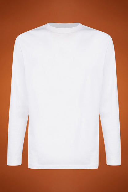 Men's regular fit long-sleeved crew neck T-shirt in 100% cotton