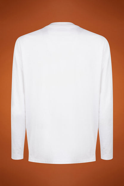 Men's regular fit long-sleeved crew neck T-shirt in 100% cotton