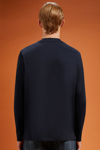 Men's regular fit long-sleeved crew neck T-shirt in 100% cotton