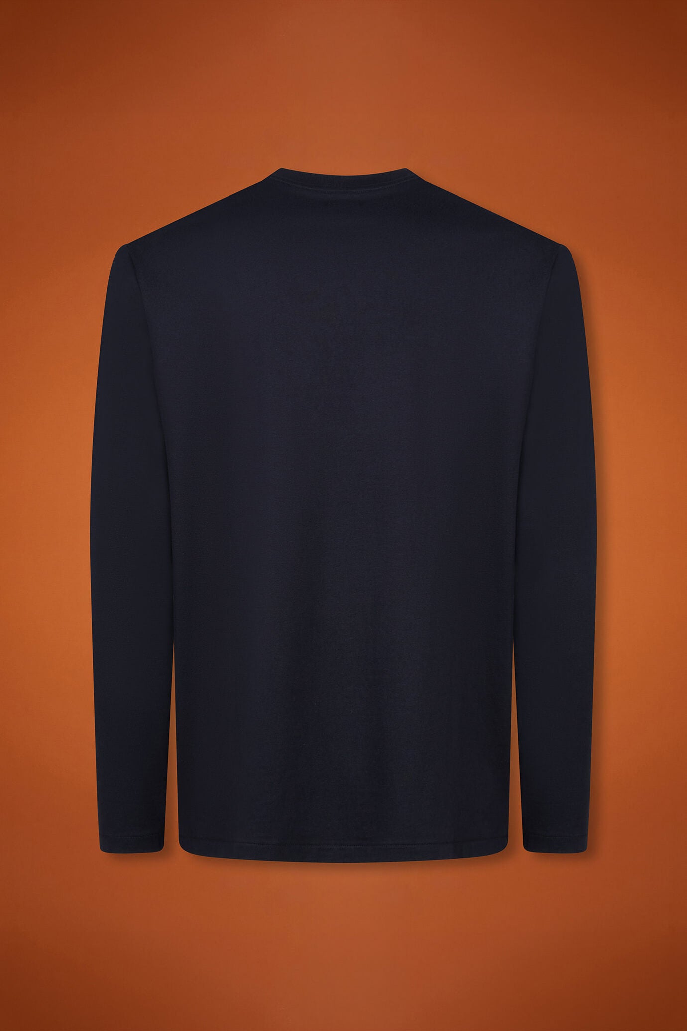Men's regular fit long-sleeved crew neck T-shirt in 100% cotton