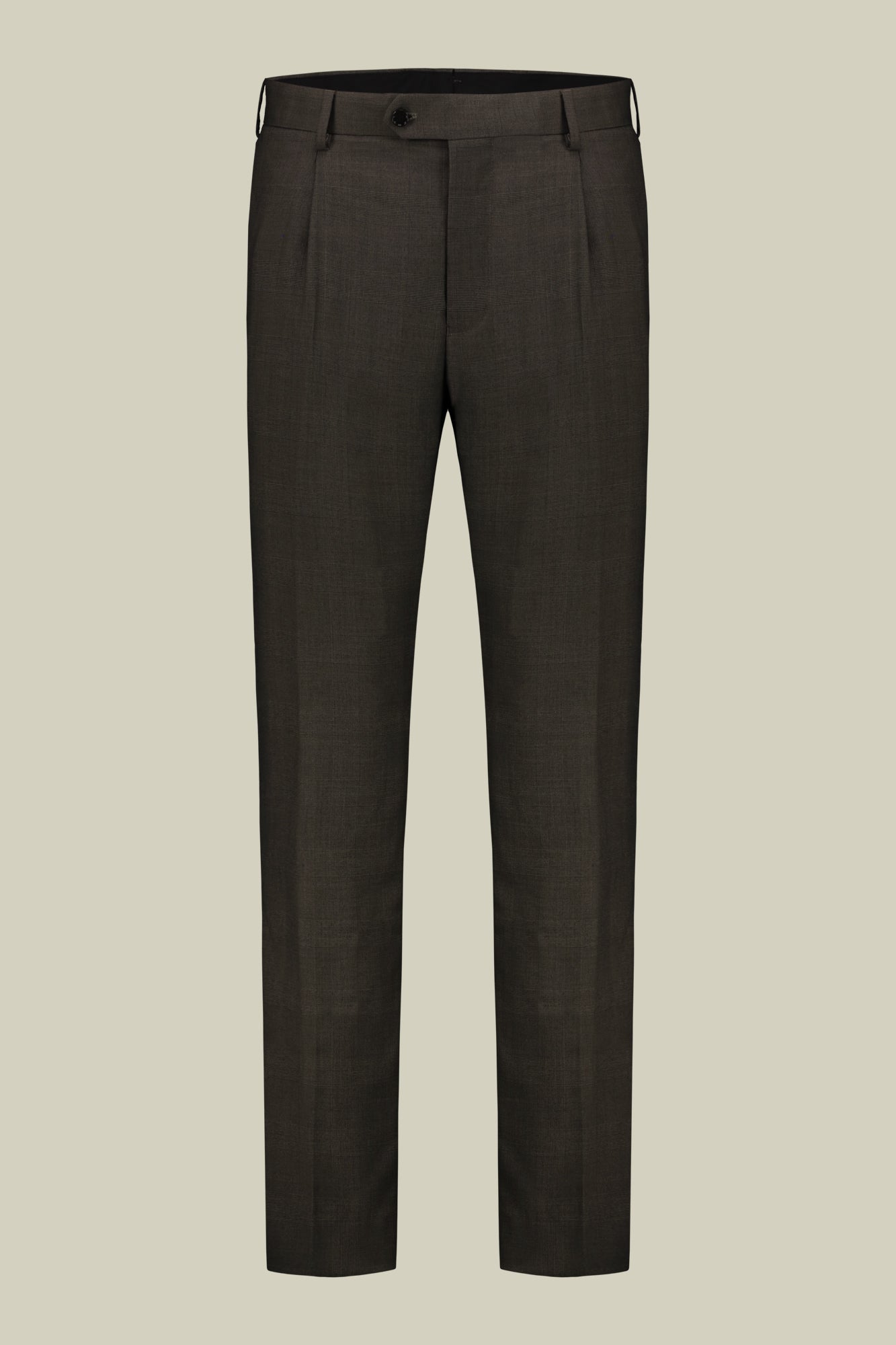 Single-breasted men's suit with single-pleat trousers in Prince of Wales check fabric