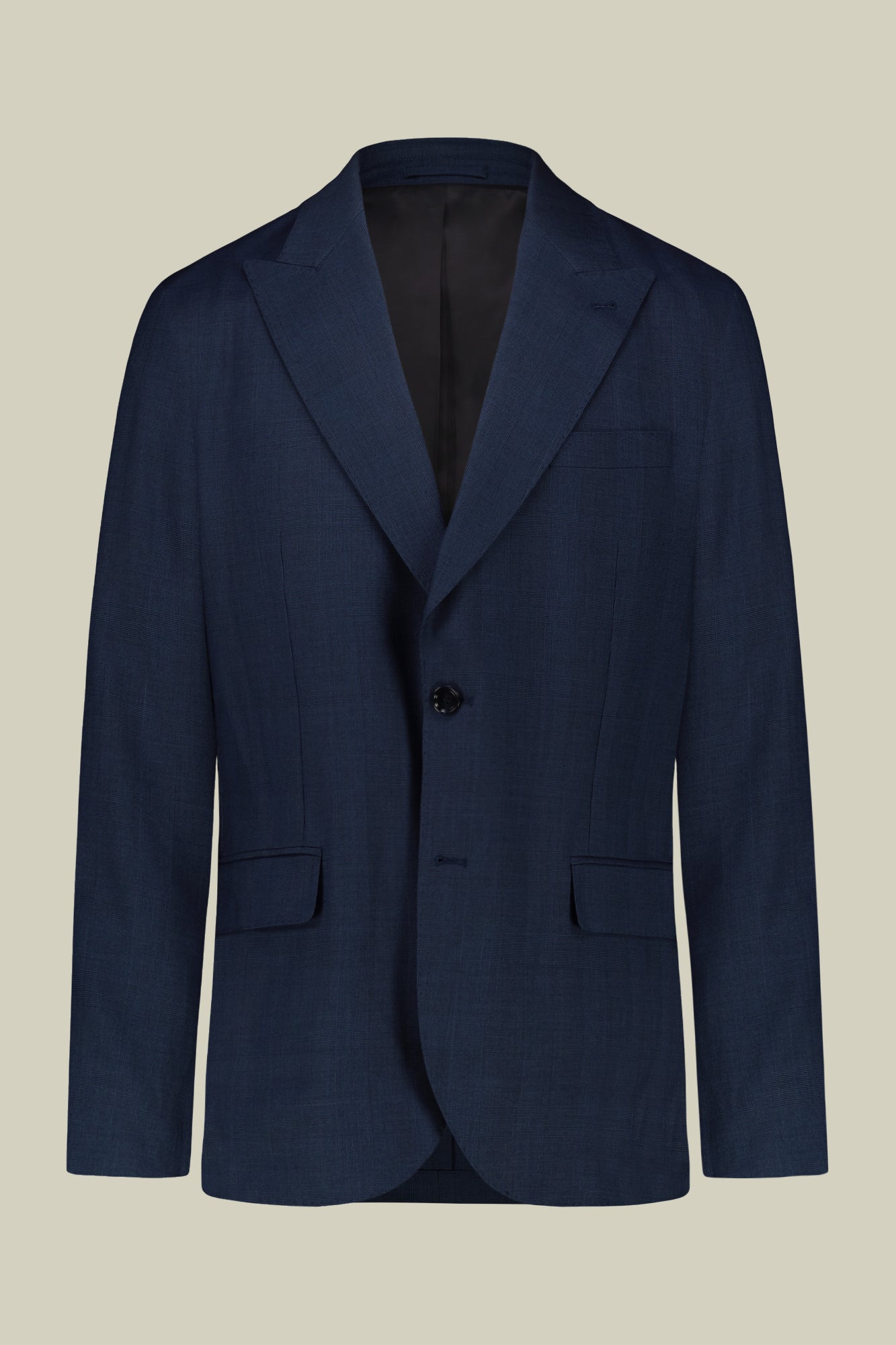 Single-breasted men's suit with single-pleat trousers in Prince of Wales check fabric