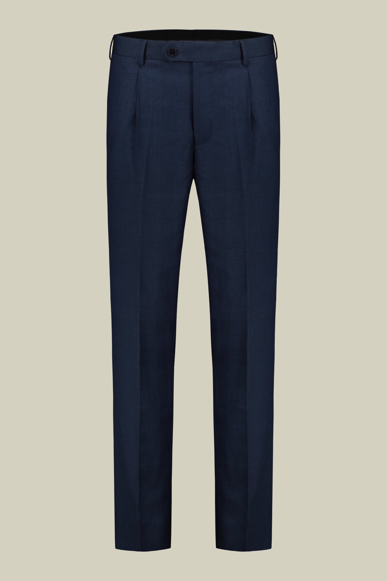 Single-breasted men's suit with single-pleat trousers in Prince of Wales check fabric