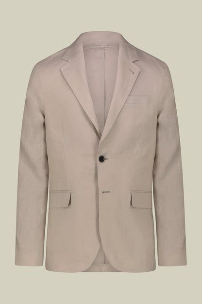 Single-breasted men's suit with flat front trousers, in pure linen with a washed effect