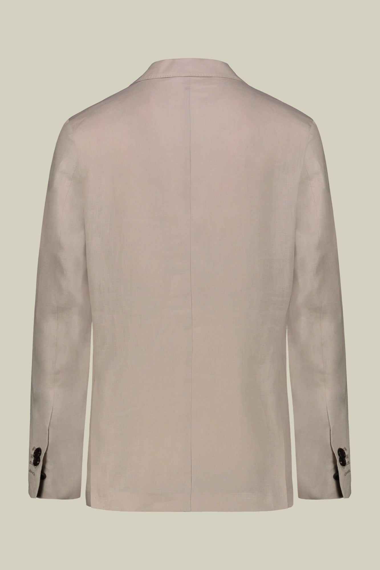 Single-breasted men's suit with flat front trousers, in pure linen with a washed effect