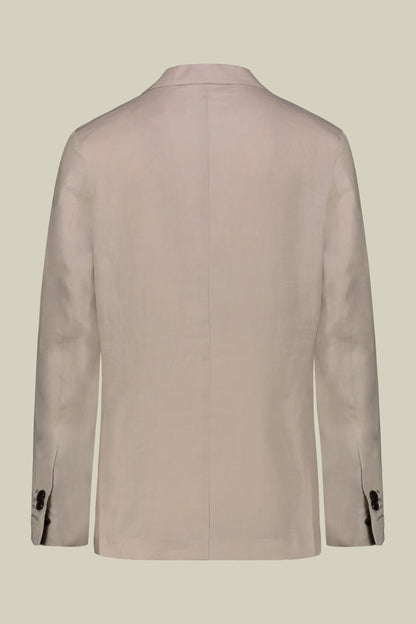 Single-breasted men's suit with flat front trousers, in pure linen with a washed effect