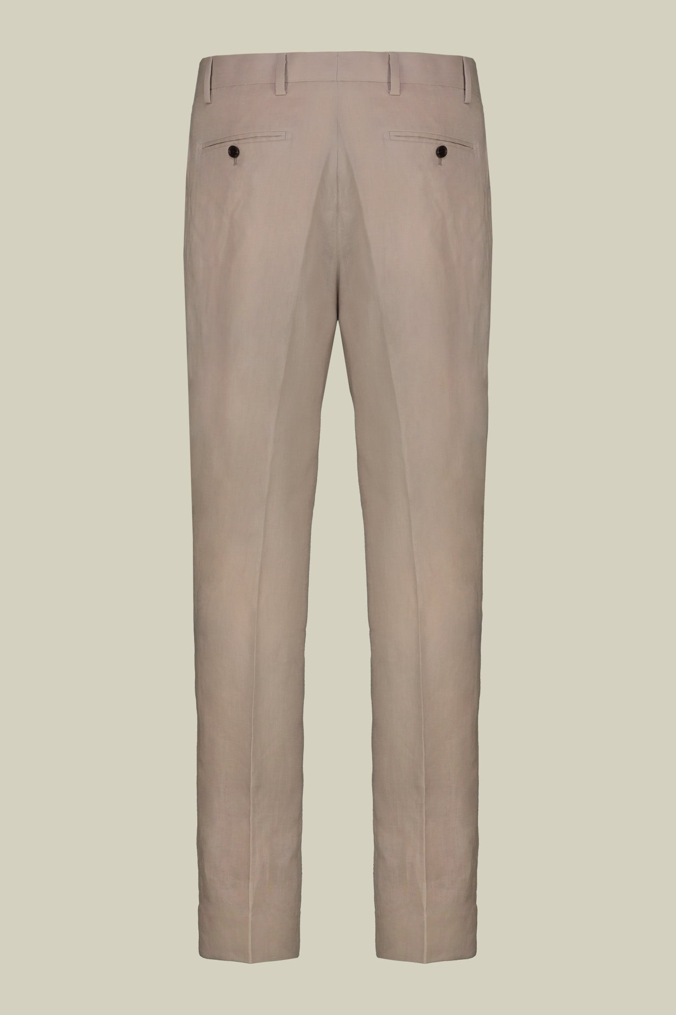 Single-breasted men's suit with flat front trousers, in pure linen with a washed effect