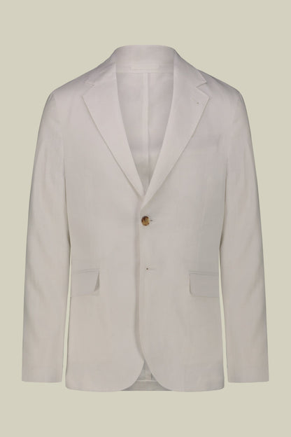 Single-breasted men's suit with flat front trousers, in pure linen with a washed effect