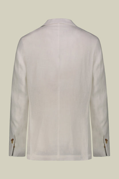 Single-breasted men's suit with flat front trousers, in pure linen with a washed effect