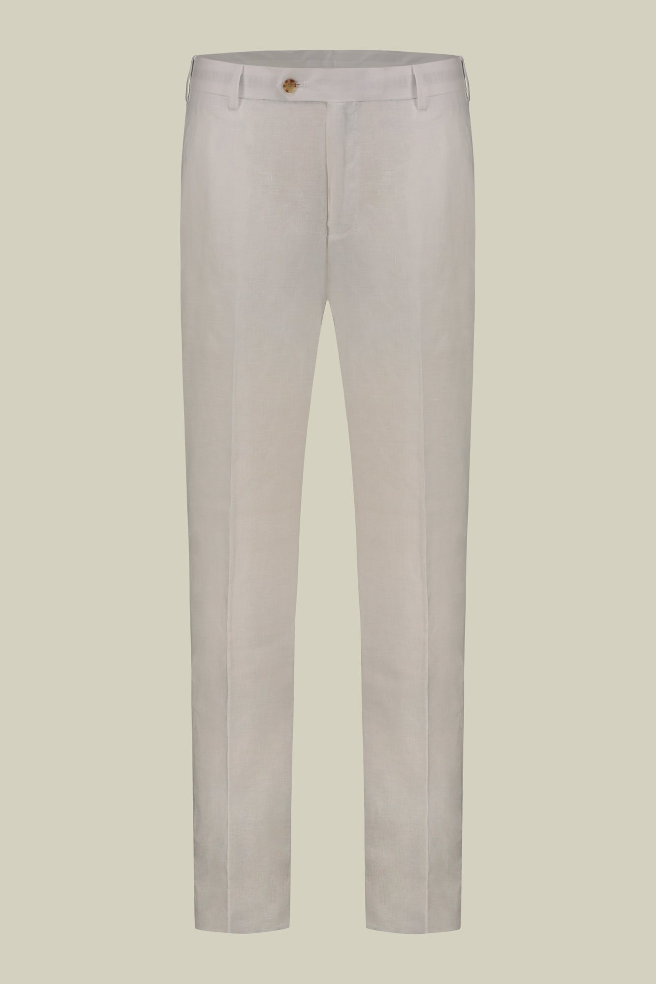 Single-breasted men's suit with flat front trousers, in pure linen with a washed effect