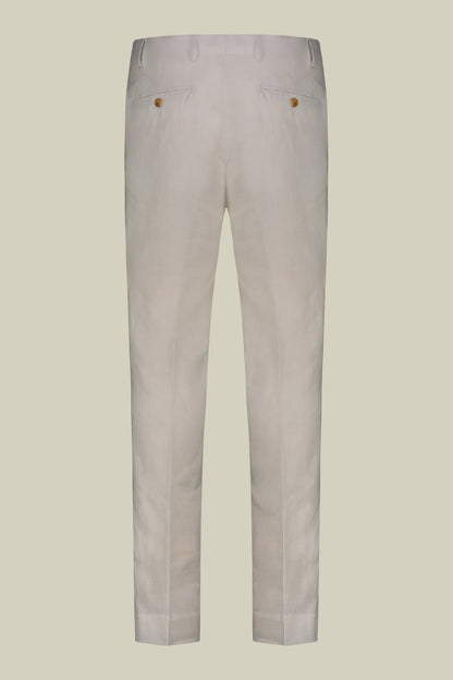 Single-breasted men's suit with flat front trousers, in pure linen with a washed effect