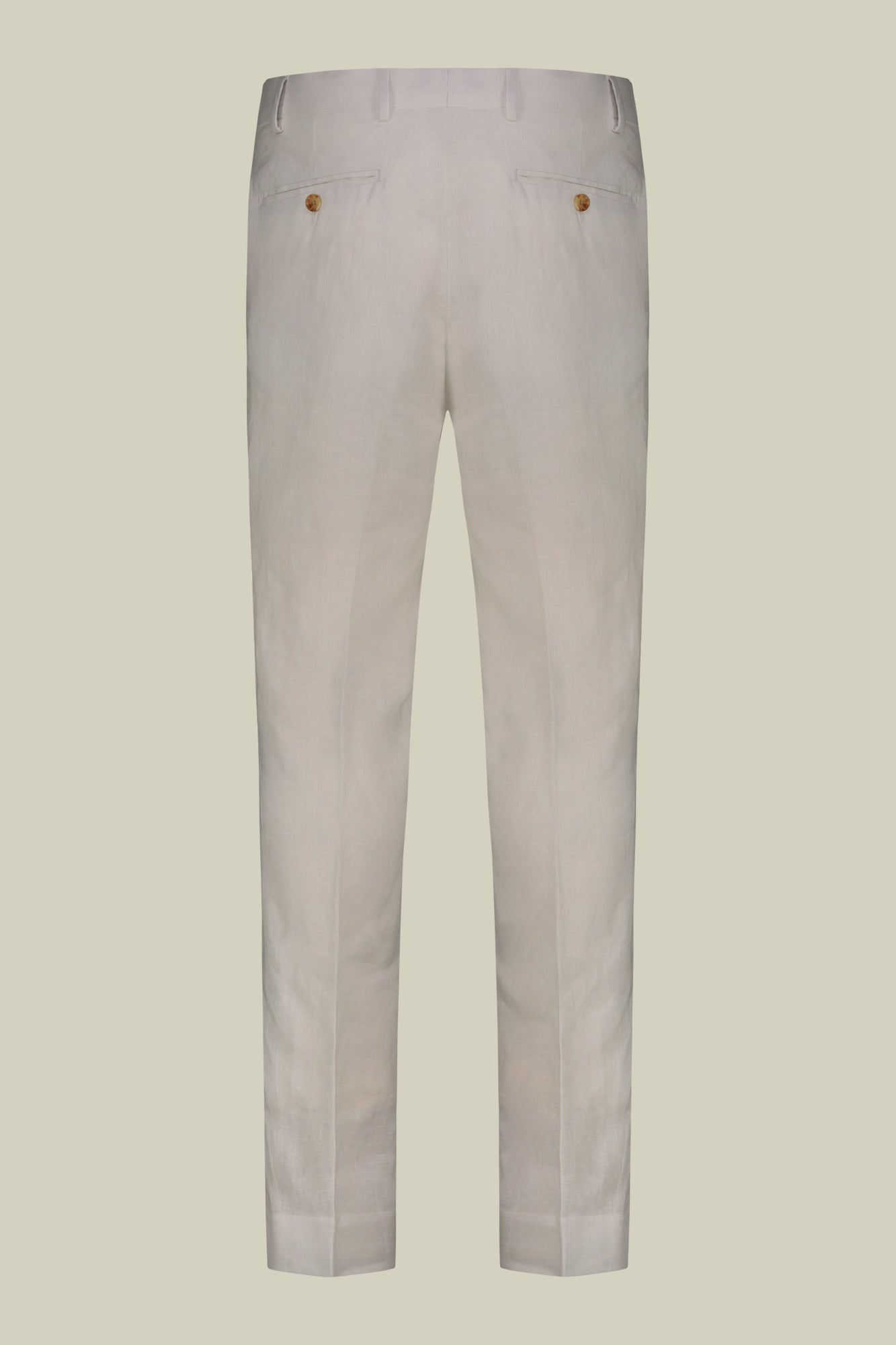 Single-breasted men's suit with flat front trousers, in pure linen with a washed effect