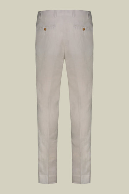 Single-breasted men's suit with flat front trousers, in pure linen with a washed effect