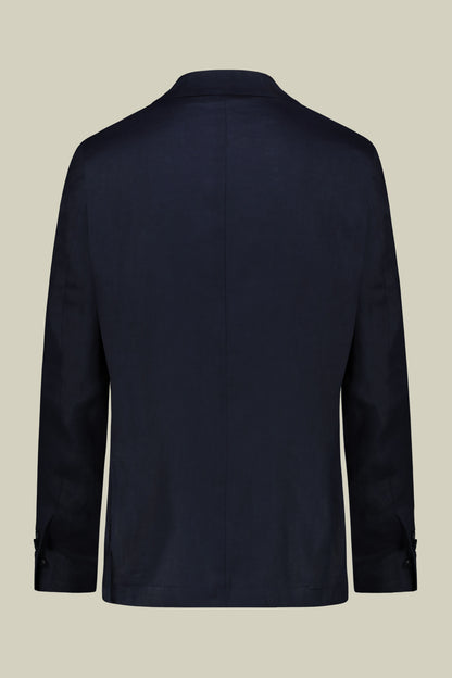 Single-breasted men's suit with flat front trousers, in pure linen with a washed effect