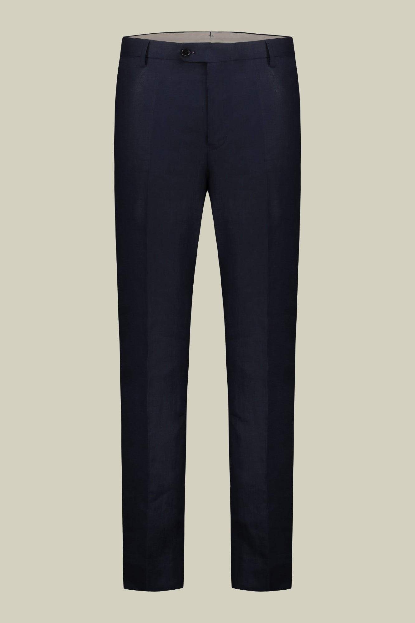 Single-breasted men's suit with flat front trousers, in pure linen with a washed effect