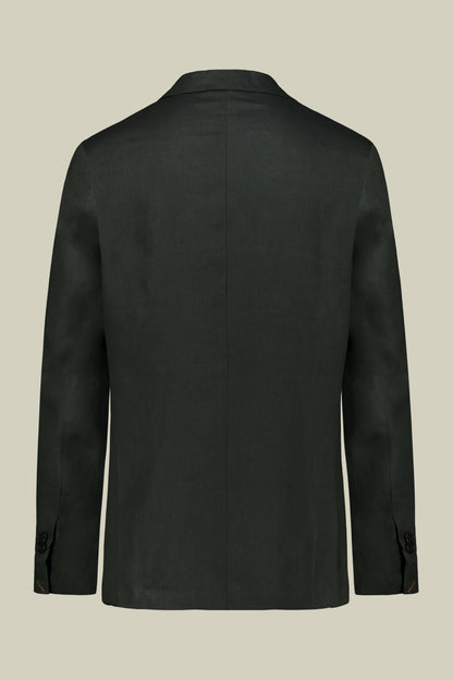 Single-breasted men's suit with flat front trousers, in pure linen with a washed effect