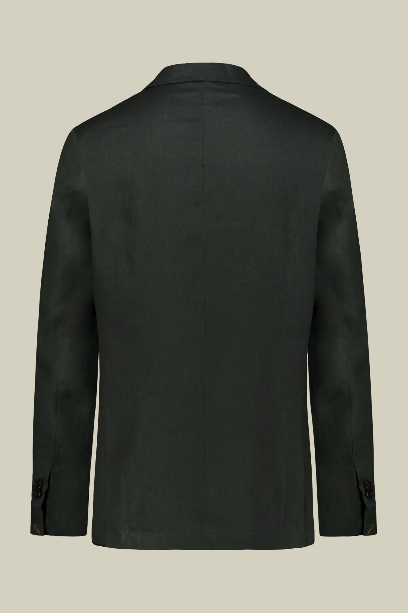 Single-breasted men's suit with flat front trousers, in pure linen with a washed effect