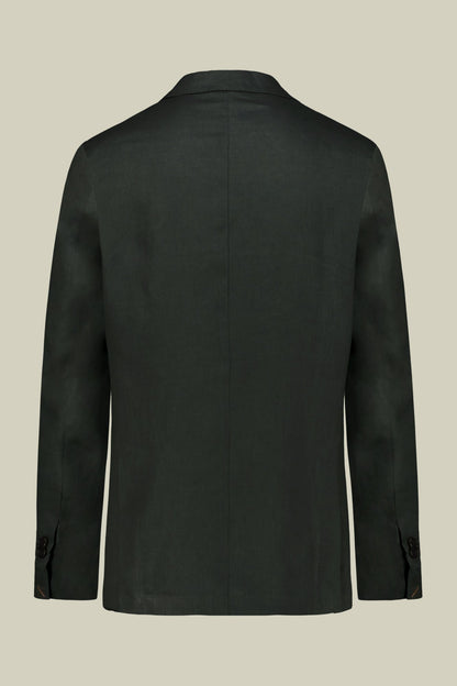 Single-breasted men's suit with flat front trousers, in pure linen with a washed effect