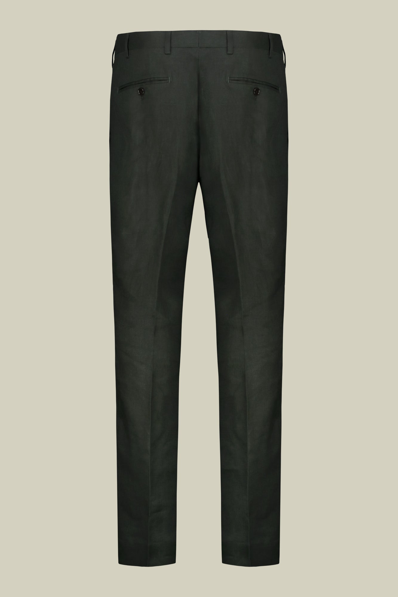 Single-breasted men's suit with flat front trousers, in pure linen with a washed effect