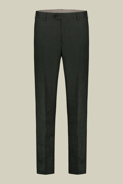 Single-breasted men's suit with flat front trousers, in pure linen with a washed effect