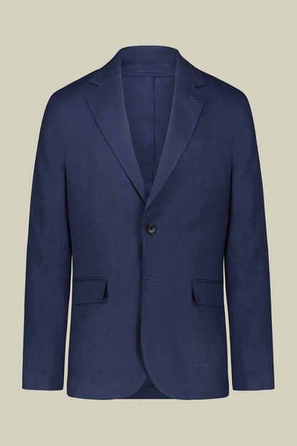 Single-breasted men's suit with flat front trousers, in pure linen with a washed effect