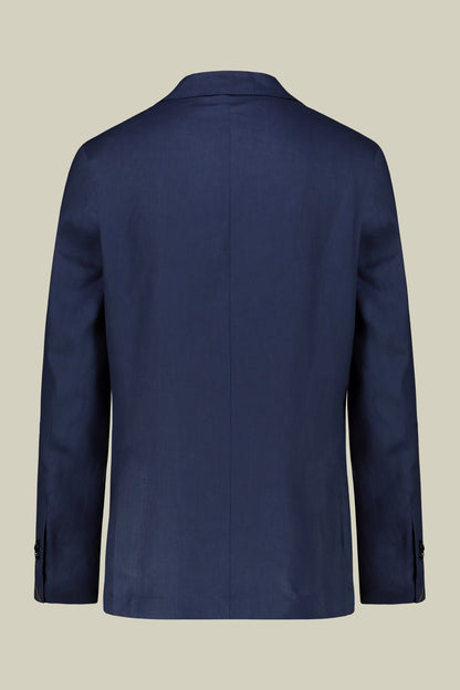 Single-breasted men's suit with flat front trousers, in pure linen with a washed effect