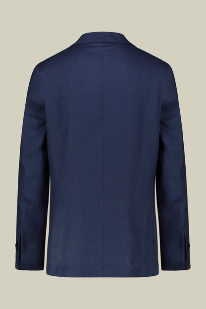 Single-breasted men's suit with flat front trousers, in pure linen with a washed effect