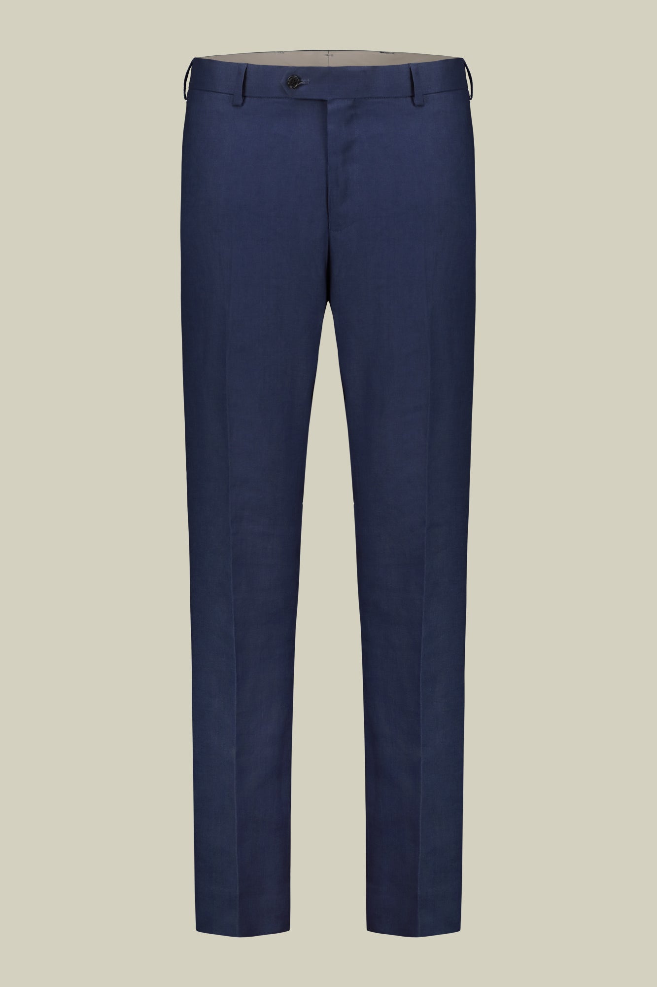 Single-breasted men's suit with flat front trousers, in pure linen with a washed effect