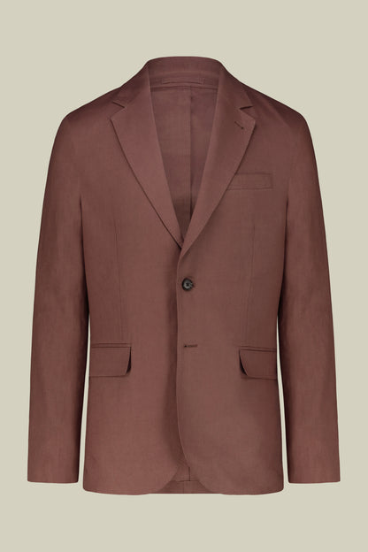 Single-breasted men's suit with flat front trousers, in pure linen with a washed effect