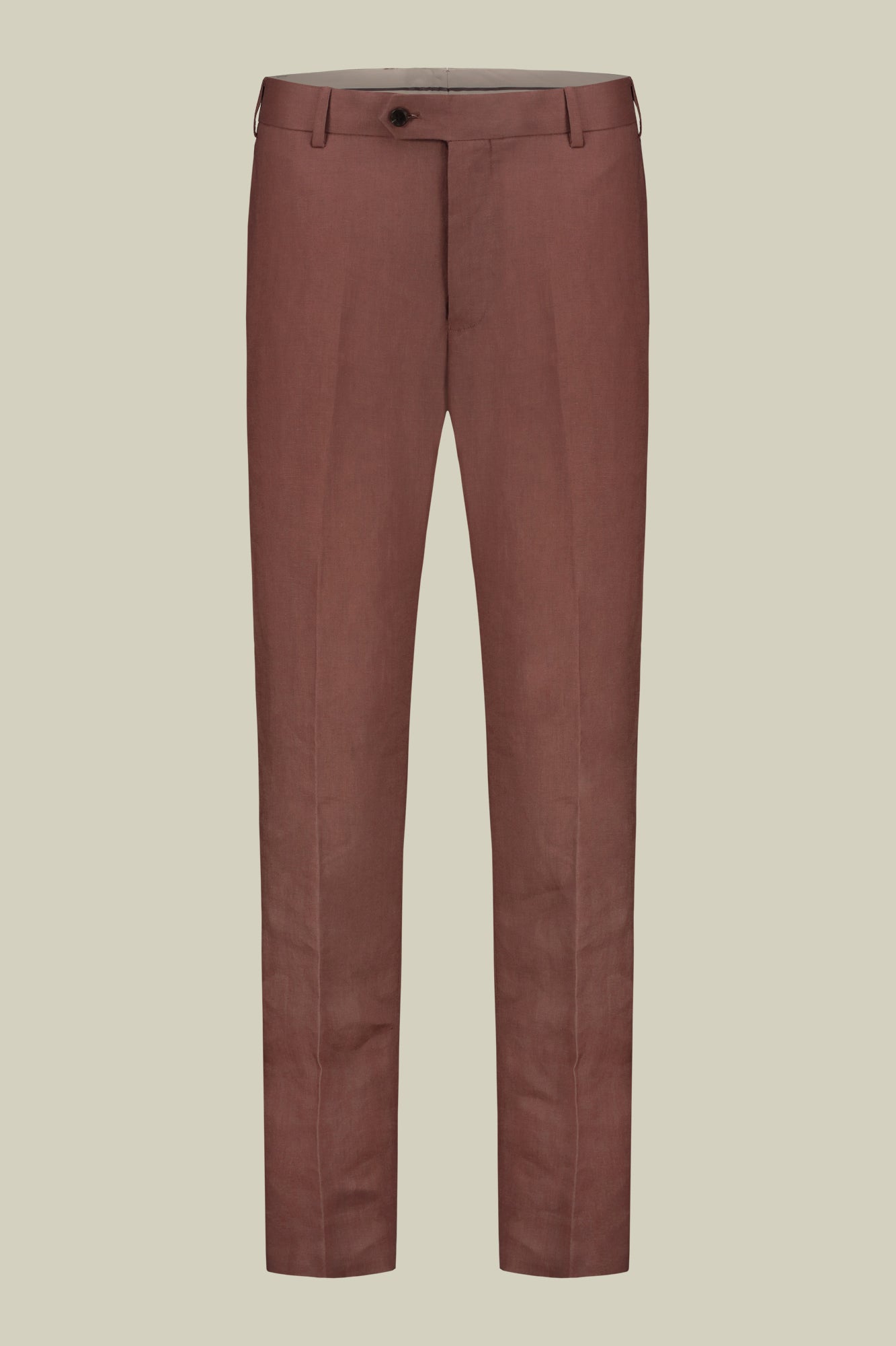 Single-breasted men's suit with flat front trousers, in pure linen with a washed effect