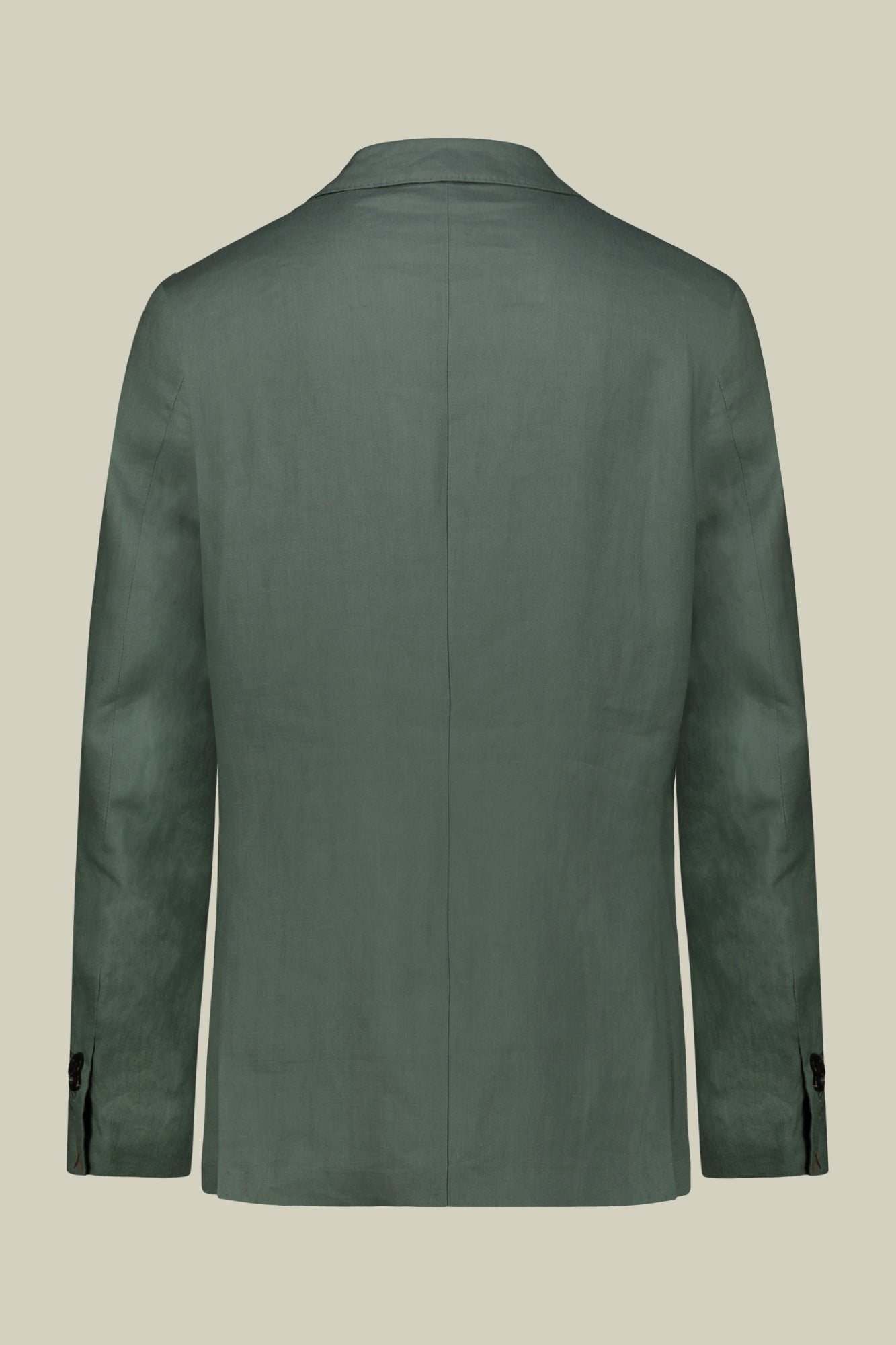 Single-breasted men's suit with flat front trousers, in pure linen with a washed effect