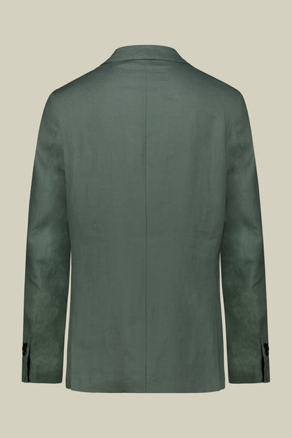Single-breasted men's suit with flat front trousers, in pure linen with a washed effect