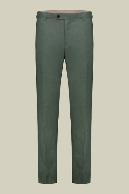 Single-breasted men's suit with flat front trousers, in pure linen with a washed effect