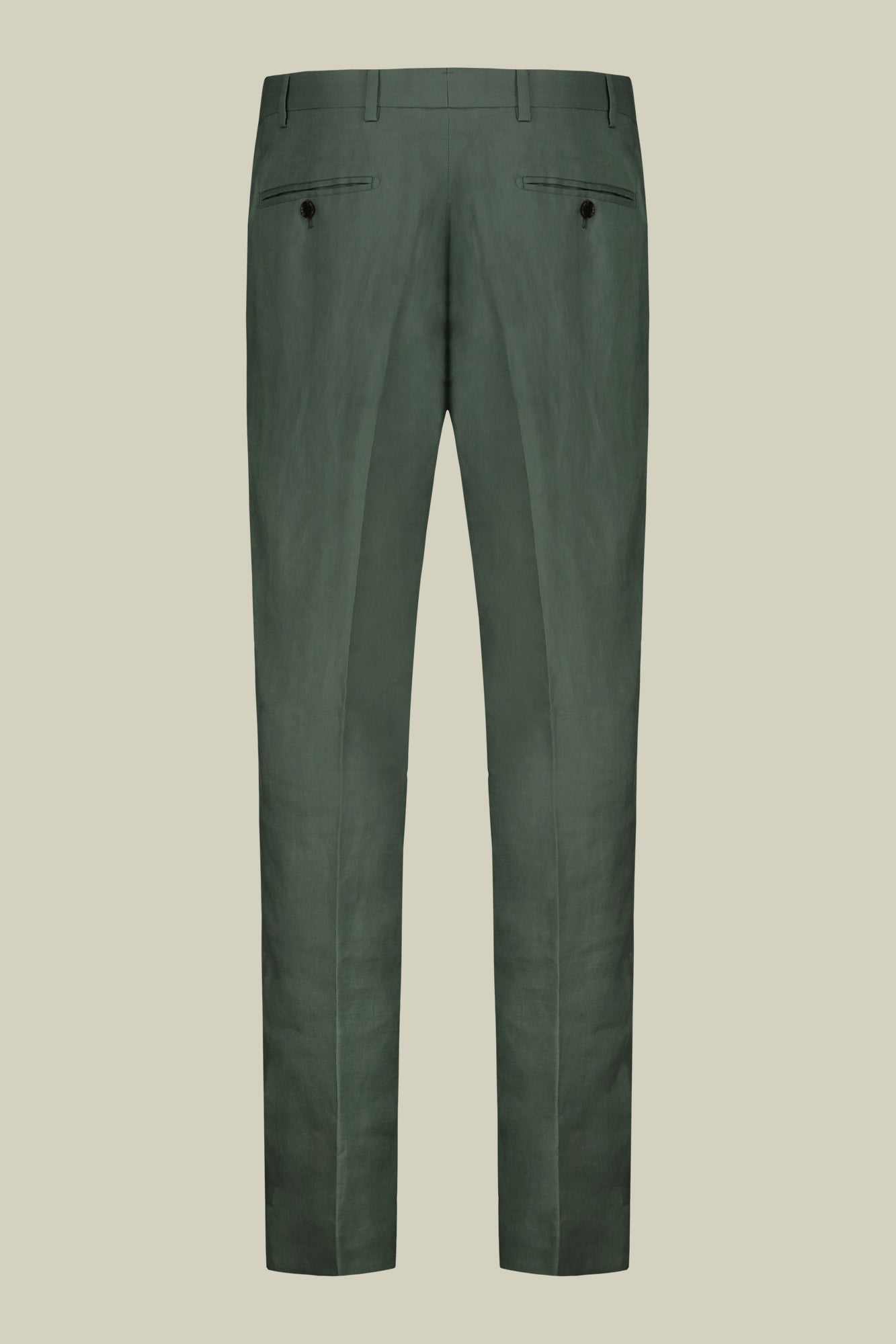 Single-breasted men's suit with flat front trousers, in pure linen with a washed effect