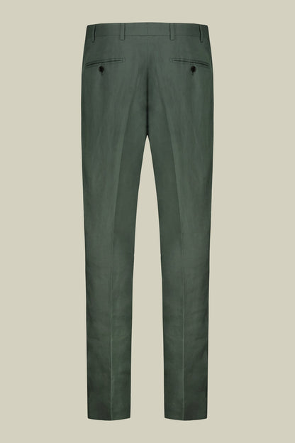 Single-breasted men's suit with flat front trousers, in pure linen with a washed effect