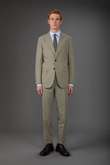Single-breasted men's suit with single-pleat trousers Olive Green